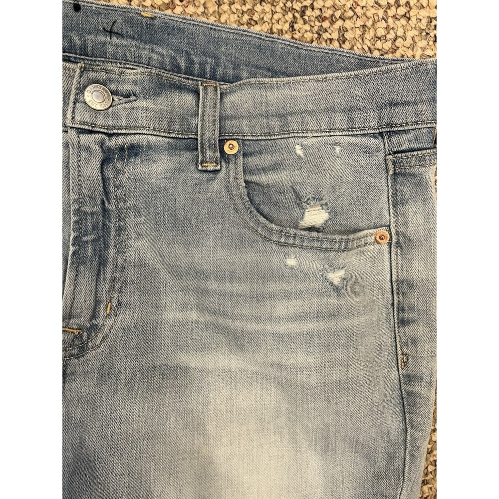 Gap Girlfriend Mid Rise Jeans Raw Hem Blue Jeans Size 30/10R Zipper Distressed - Picture 3 of 9